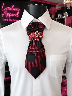 Red and Black Polka Dot Statement Necktie
